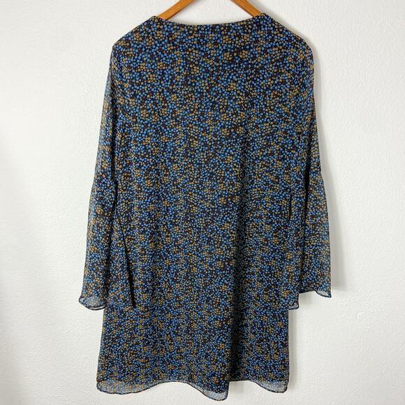 CAbi Poise Floral Dress Size M Boho Shift Blue Muti Print Chiffon‎ Style 3648 - Picture 6 of 10